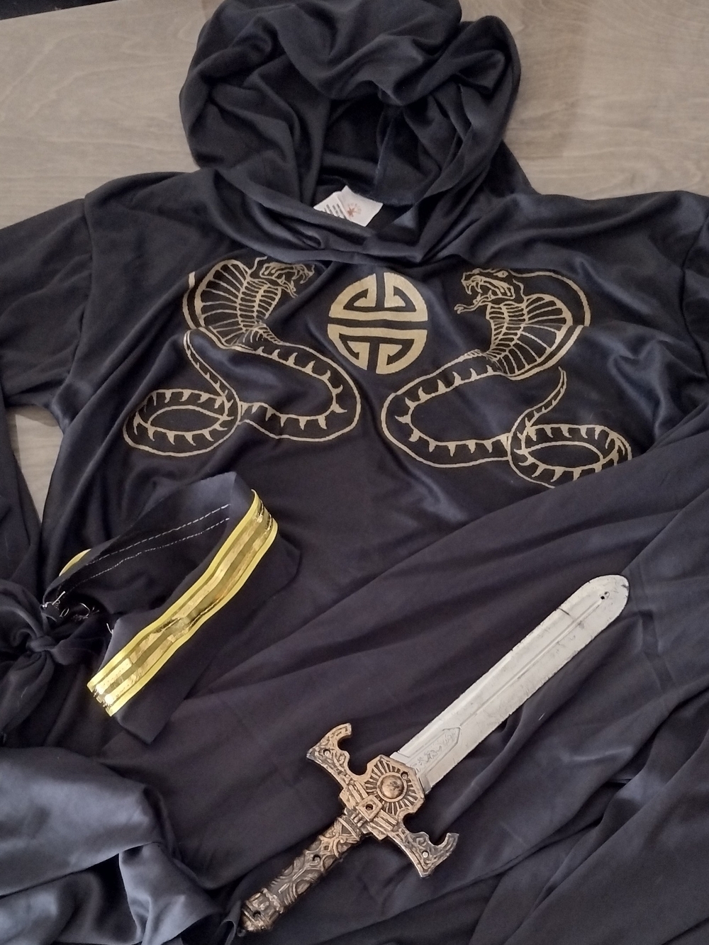 Black & Gold hooded Ninja Halloween costume Set